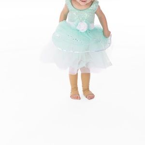 One piece dance recital costume with hair clip